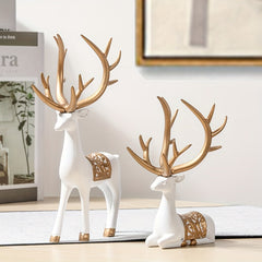 Modern Deer Wine Cabinet Set, Golden Light Style, 2pcs