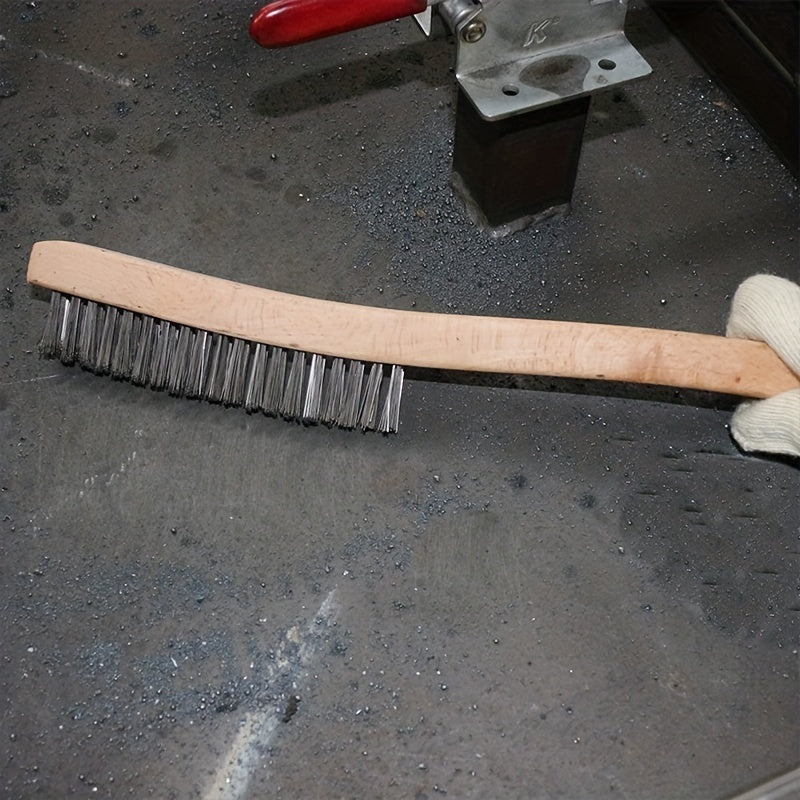 Stainless Steel Wire Scratch Brush for Rust Cleaning with 35" Curved Handle