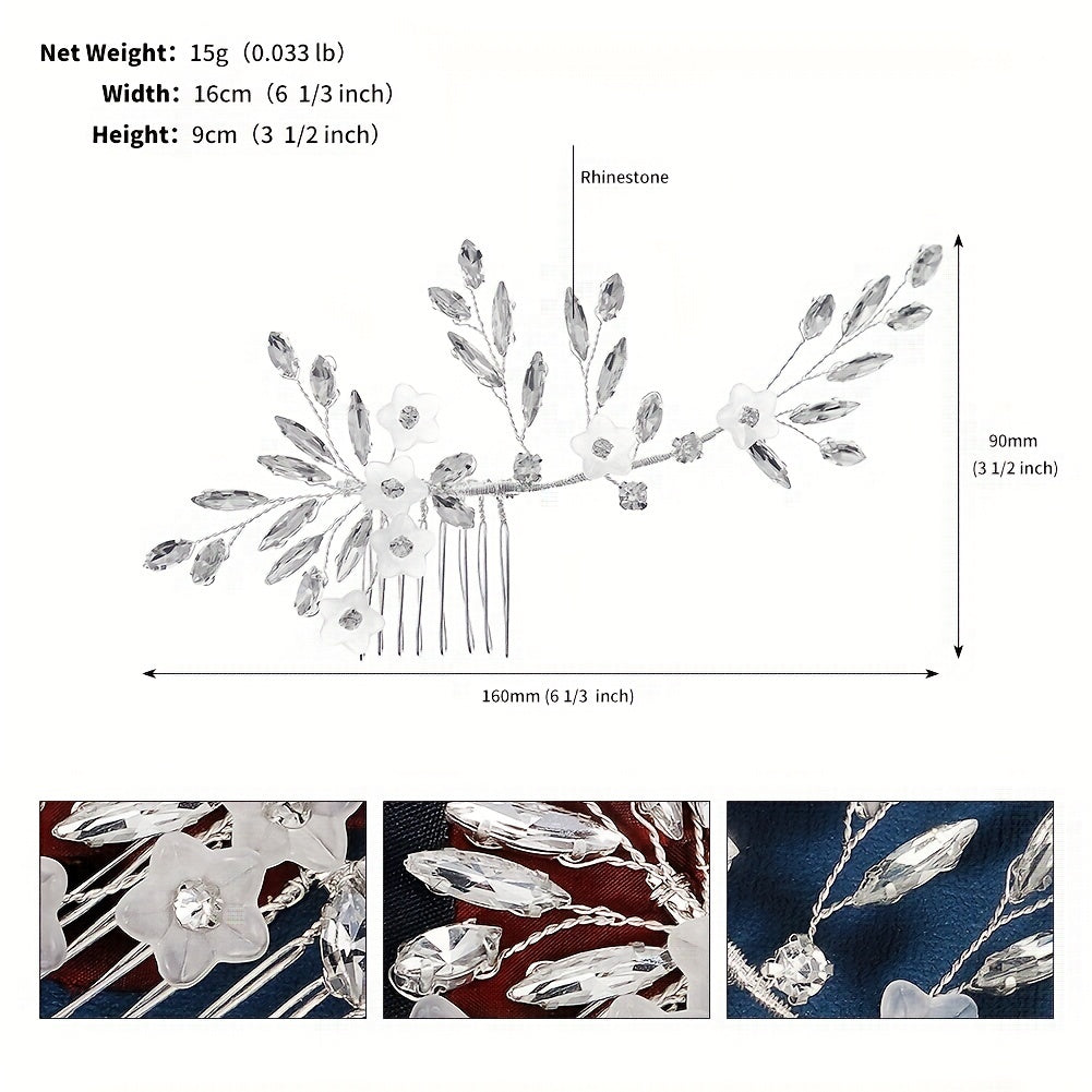 Acrylic Flower & Rhinestone Hair Comb Bridal Wedding Headwear