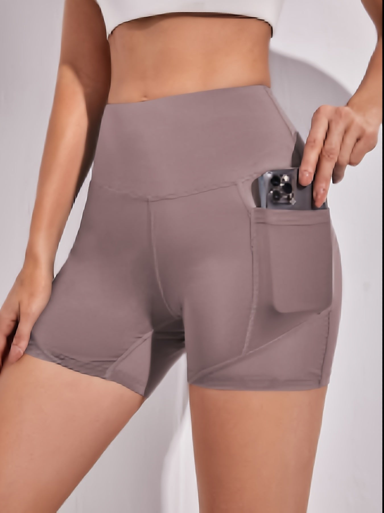 High Waist Mesh Insert Yoga Sports Shorts With Pocket Women's Activewear