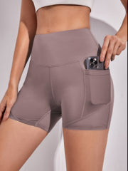 High Waist Mesh Insert Yoga Sports Shorts With Pocket Women's Activewear