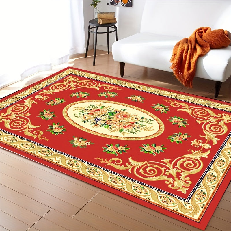 Red American Classic Area Rug Soft Carpet for Living R