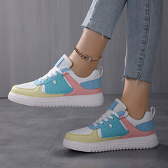 Women's Lightweight Faux Leather Skate Shoes Non Slip Casual Sneakers