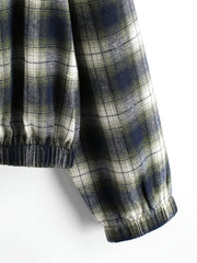 Plaid Hooded Zip Jacket Hoodies Long Sleeve