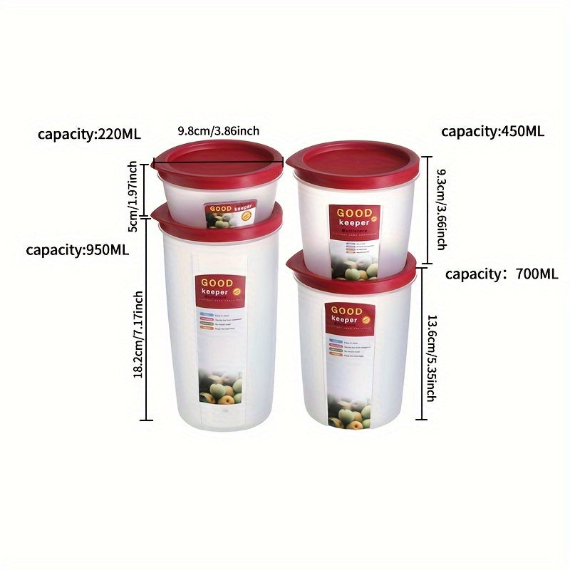 4pcs Fresh-keeping Box Set Kitchen Storage Portable Grain Storage Box