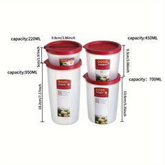 4pcs Fresh-keeping Box Set Kitchen Storage Portable Grain Storage Box