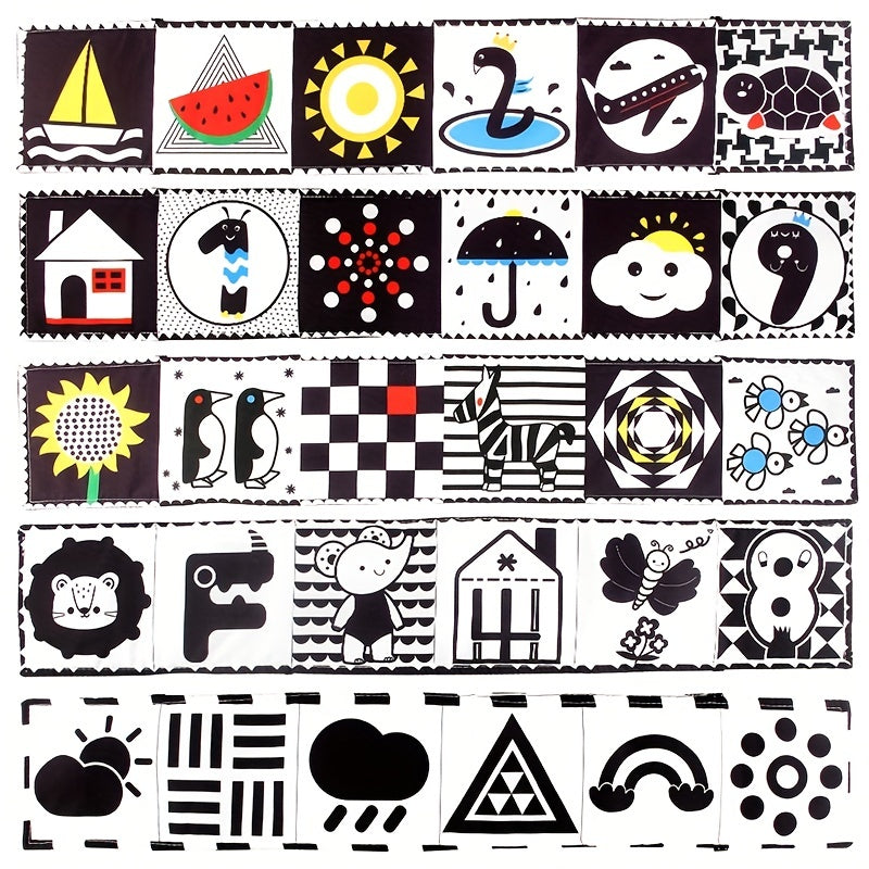 Soft Baby Cloth Book & Cards Set, High Contrast Educational Toy for Boys Girls