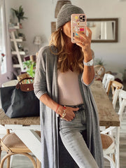 Heathered Long Sleeve Open Front Cardigan