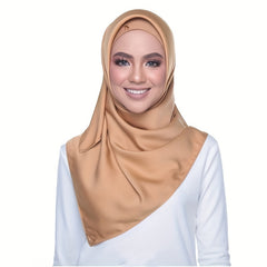 Solid Satin Hijab Large Square Scarf Turban Women Silk Bandana
