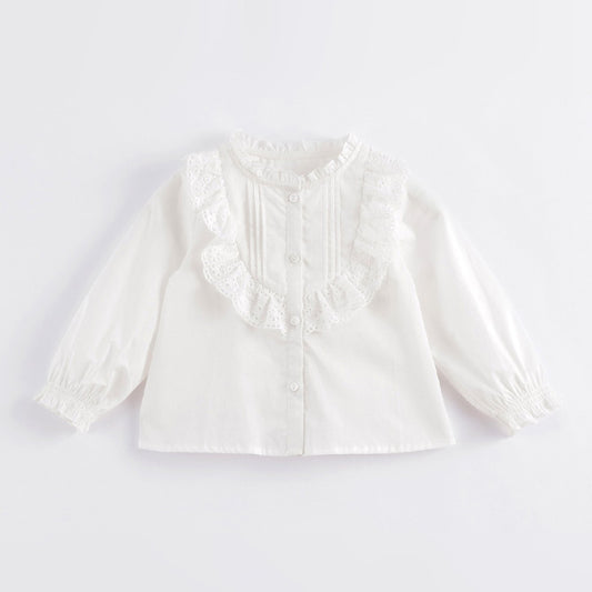 MARC&JANIE Baby Girls Lace Collar Long Sleeve Shirt