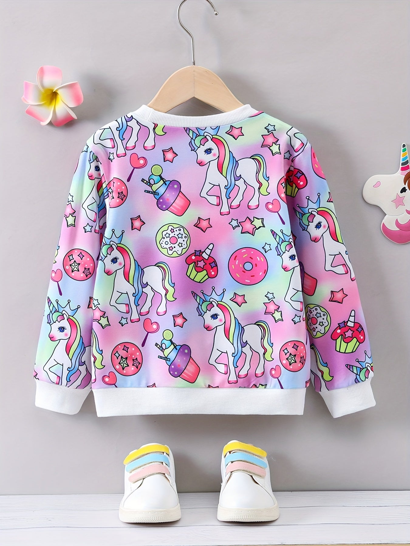 Girl's Unicorn Graphic Crew Neck Sweatshirt Top Long Sleeve Pullovers