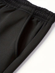 Leaf Print Men's Drawstring Fleece Sweatpants for Autumn Winter
