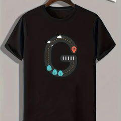 G Pattern Print Men's Comfy Sports T-shirt Graphic Tee