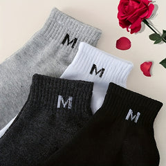 Men's Solid Short Crew Socks Breathable Casual Street Style Outdoor Wearing