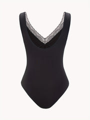 Lace V neck Bodysuit Sexy Sleeveless One Piece Bodysuit