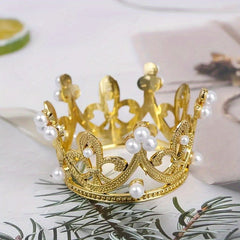 5pcs Crown Cake Decoration Ornament Party Queen Crown Wedding Pearl Crown