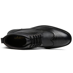 Men's Oxford Cap Toe Ankle Boots Lace-Up Side Zip Casual Leather Shoes
