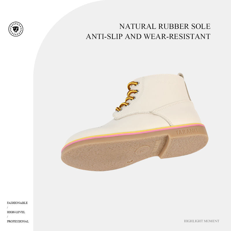 TARANIS Girls Classic Rubber Sole Short Zipper Leather Boots