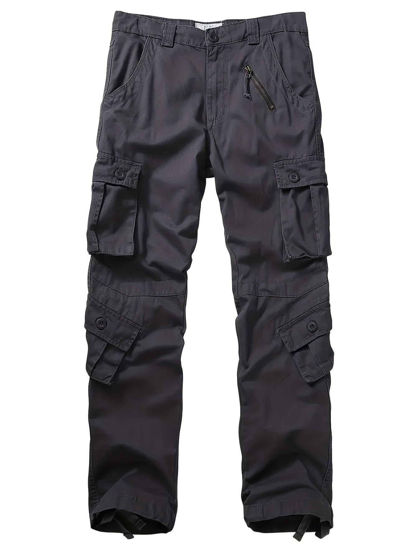 Solid Cotton Men's Cargo Pants Loose Casual Outdoor Work Pants