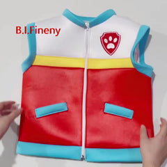 Boy's Dog Paw Embroidered Cosplay Costume Zip Up Vest