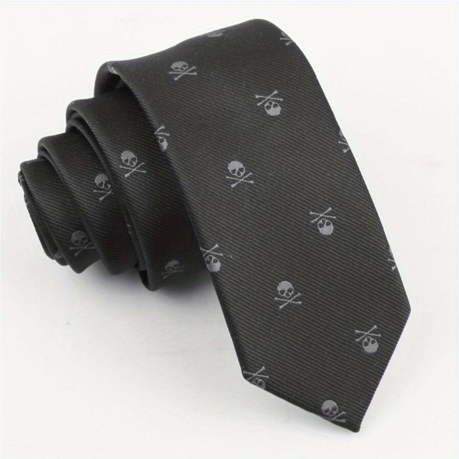 Skull Pattern Tie Set for Men 36in x 57.09in