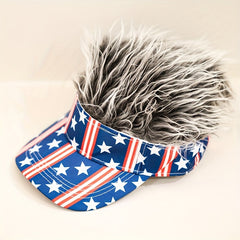 American Flag Star Stripe Basebal Cap Men's Wig Cap
