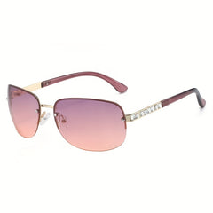 Y2K Rimless Sunglasses Gradient Lens Rhinestone Decor UV400