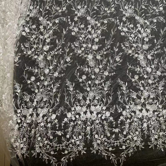 Floral Pattern Mesh Bridal Head Veil Sequin Lace Fabric Long Veil Wedding Access