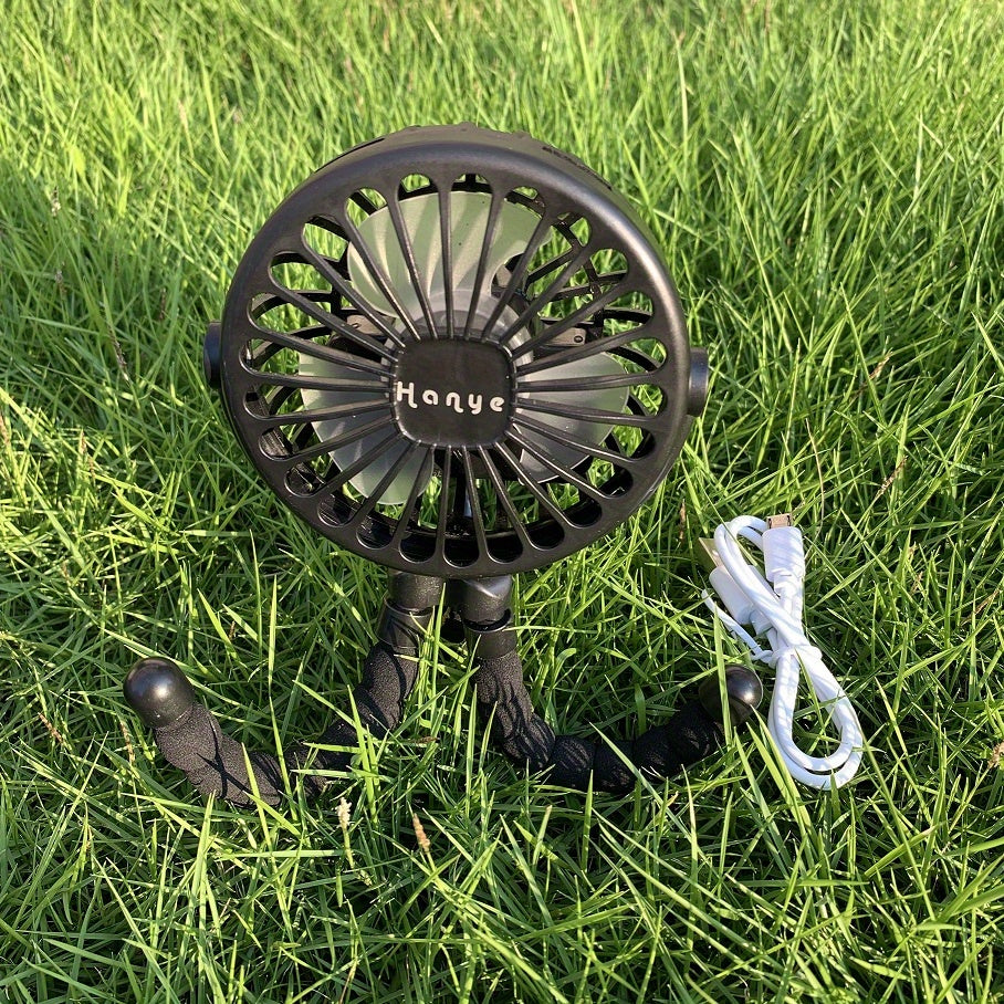 USB Rechargeable Portable Fan Octopus Mini Luminous Fan Stand Wind 3 Speeds