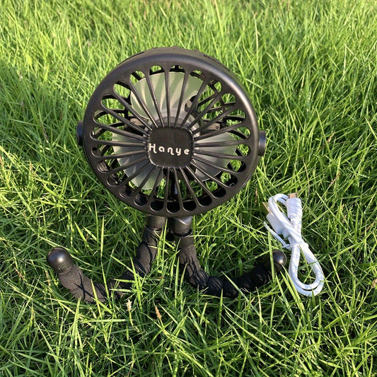 USB Rechargeable Portable Fan Octopus Mini Luminous Fan Stand Wind 3 Speeds