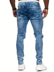 Slim Fit Ripped Jeans Mens Distressed Denim Pants