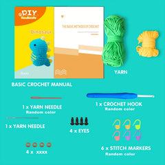 Green Dinosaur Crochet Kit For Beginners - DIY Knit