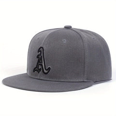 Gothic A Embroidery Snapback Hat Flat Brim Hip Hop Baseball Cap Unisex