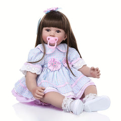 24 Inch Reborn Girl Doll Princess Long Hair Skirt Dress Cuddly Body