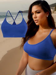 Plus Size Sports Bra Women's Scoop Neck Medium Stretch Fitness Bra