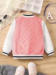 Girl's Block Letter Embroidery Varsity Jacket