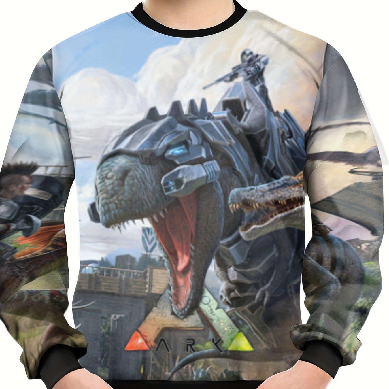 Mechanical Dinosaur Print Kid's Sweatshirt Unisex Pullover
