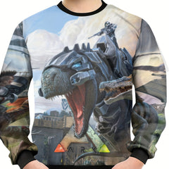 Mechanical Dinosaur Print Kid's Sweatshirt Unisex Pullover