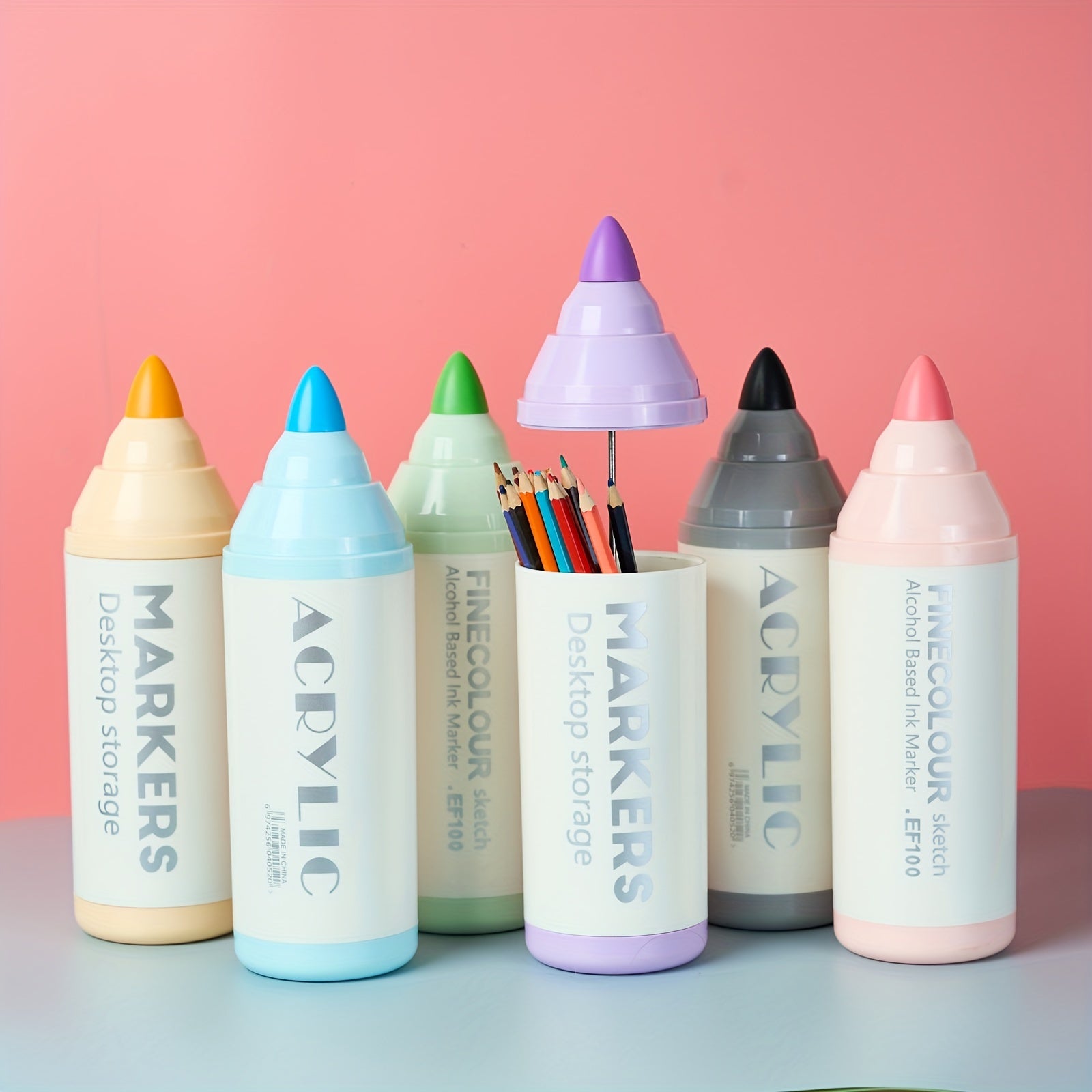 Desktop Pen Holder with Cover Stationery Storage