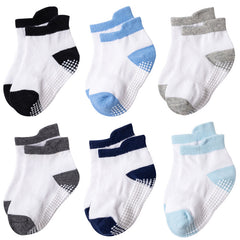 6pcs Non Slip Socks for Baby Boys - Comfortable and Stylish