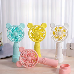 USB Charging Handheld Fan with Mobile Phone Stand Holder Cartoon Shape
