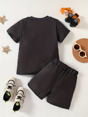 Boy's 2pcs Cartoon Truck Excavator T shirt & Shorts Set Summer Outfits