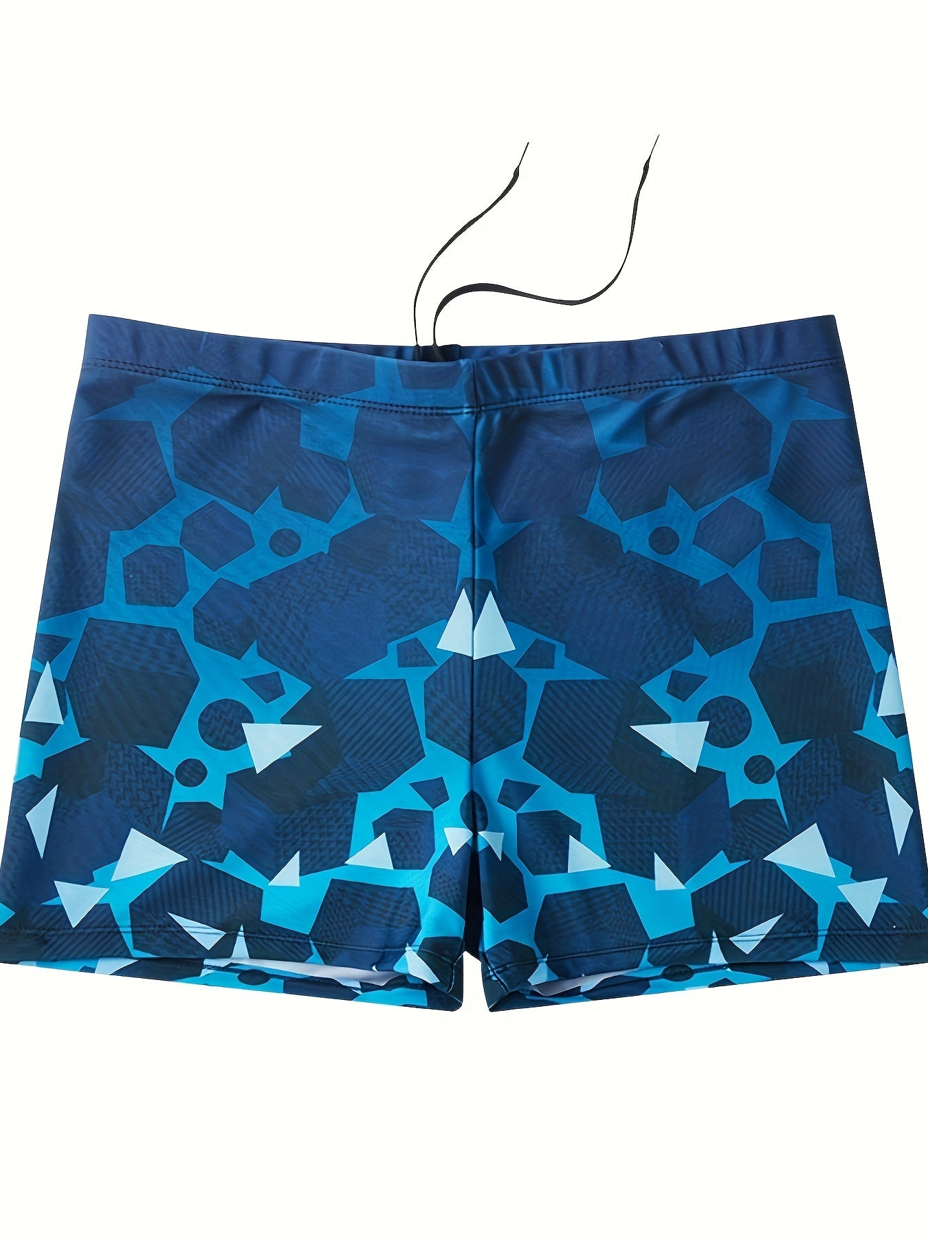 Men's Geometric Pattern Boxer Swim Trunks High Stretch Breathable Swimwear