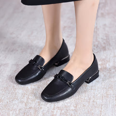 Metal Decor Loafers Block Heeled Shoes
