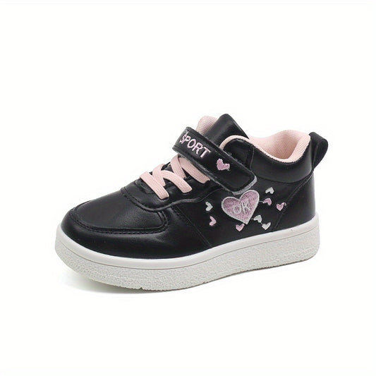 Girls Heart Graphic Print Sneakers No Tie Kids Casual Outdoor Shoes