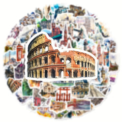 50pcs Architectural Scenery Graffiti Stickers Laptop Helmet Cup Decoration