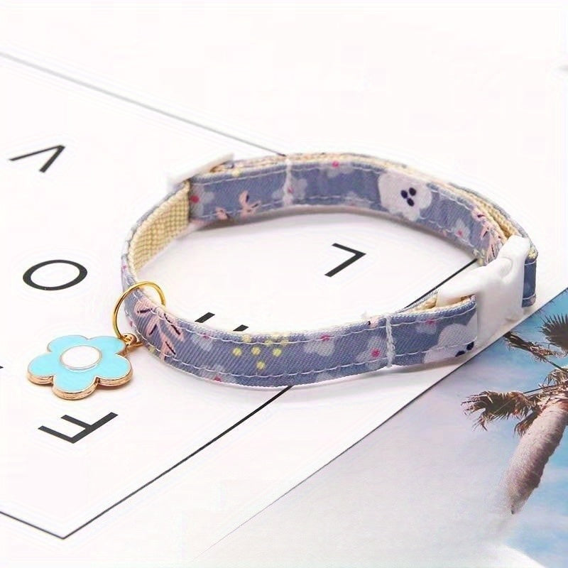 Pet Necklace Flower Pattern Pendant Cat Collar Adjustable Safety Collar