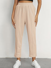 Elastic Waist Solid Casual Pants for Women