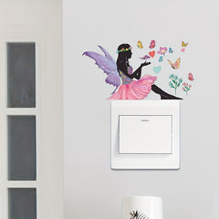 Flower Butterfly Girl Switch Sticker Living Room Dorm Home Decoration