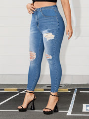 Ripped High Stretch Skinny Jeans